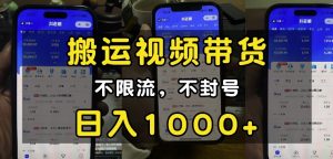 “小白必看”搬运视频带货玩法，不限流，不封号，纯自然流，日入1k-小毅网创