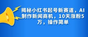 揭秘小红书起号新赛道，AI制作新闻商机，10天涨粉1万，操作简单-小毅网创