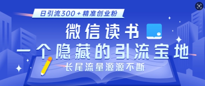 微信读书，一个隐藏的引流宝地，不为人知的小众打法，日引流300+精准创业粉，长尾流量源源不断 - 小毅网创-小毅网创