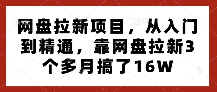 网盘拉新项目，从入门到精通，靠网盘拉新3个多月搞了16W - 小毅网创-小毅网创