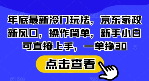 年底最新冷门玩法，京东家政新风口，操作简单，新手小白可直接上手，一单挣30【揭秘】 - 小毅网创-小毅网创