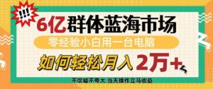 6亿群体蓝海市场，零经验小白用一台电脑，如何轻松月入过w【揭秘】-小毅网创