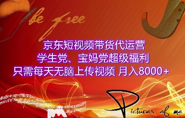 京东短视频带货代运营，学生党、宝妈党超级福利，只需每天无脑上传视频，月入8000+【仅揭秘】 - 小毅网创-小毅网创