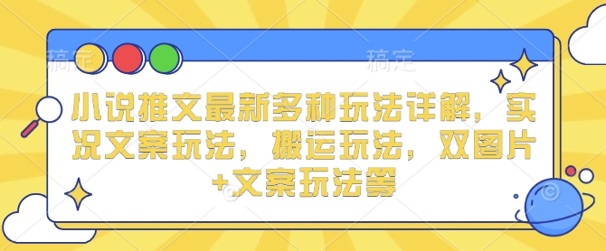 小说推文最新多种玩法详解，实况文案玩法，搬运玩法，双图片+文案玩法等 - 小毅网创-小毅网创