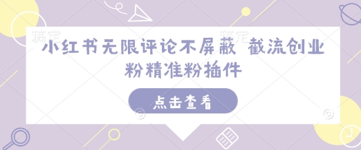 小红书无限评论不屏蔽 截流创业粉精准粉插件 - 小毅网创-小毅网创