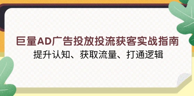 巨量AD广告投放投流获客实战指南，提升认知、获取流量、打通逻辑 - 小毅网创-小毅网创