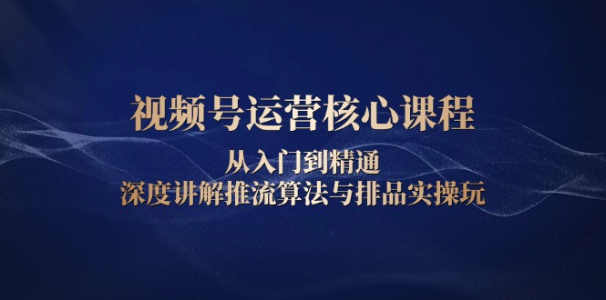 视频号运营核心课程，从入门到精通，深度讲解推流算法与排品实操玩 - 小毅网创-小毅网创