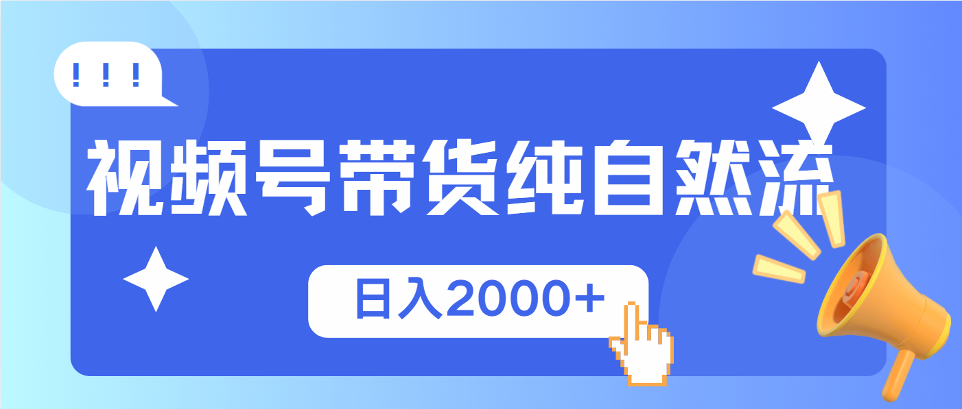 视频号带货，纯自然流，起号简单，爆率高轻松日入2000+ - 小毅网创-小毅网创