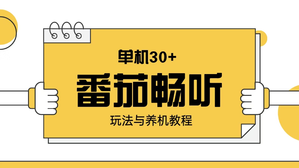 番茄畅听玩法与养机教程：单日日入30+。 - 小毅网创-小毅网创