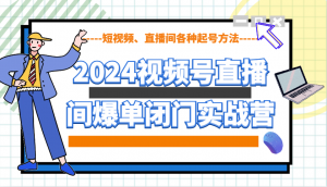 2024视频号直播间爆单闭门实战营，教你如何做视频号，短视频、直播间各种起号方法-小毅网创