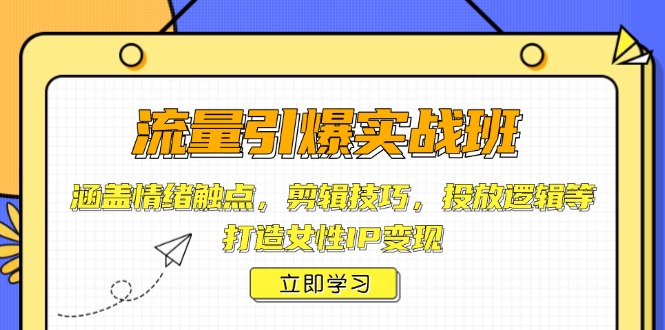 流量引爆实战班，涵盖情绪触点，剪辑技巧，投放逻辑等，打造女性IP变现 - 小毅网创-小毅网创