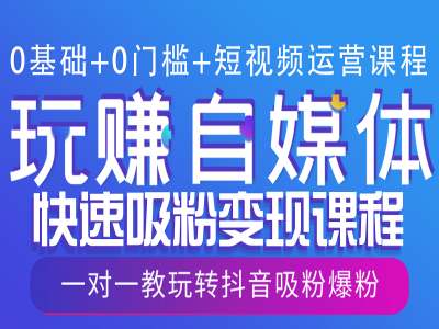 0基础+0门槛+短视频运营课程，玩赚自媒体快速吸粉变现课程，一对一教玩转抖音吸粉爆粉 - 小毅网创-小毅网创