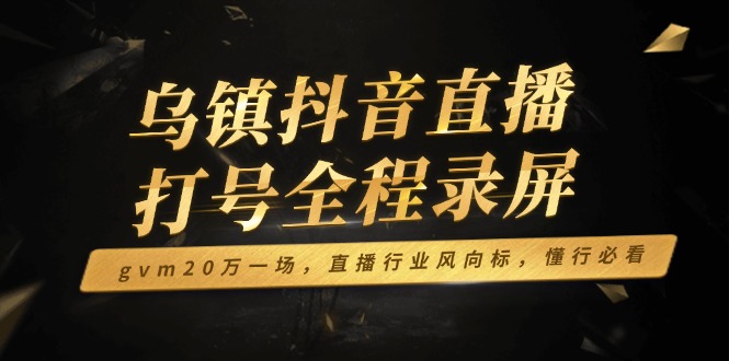乌镇抖音直播打号全程录屏，gvm20万一场，直播行业风向标，懂行必看 - 小毅网创-小毅网创