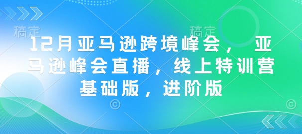 12月亚马逊跨境峰会， 亚马逊峰会直播，线上特训营基础版，进阶版 - 小毅网创-小毅网创