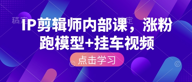 IP剪辑师内部课，涨粉跑模型+挂车视频 - 小毅网创-小毅网创