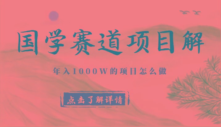 国学赛道项目拆解，全是干货，年入1000W的项目应该怎么做，思维提升 - 小毅网创-小毅网创