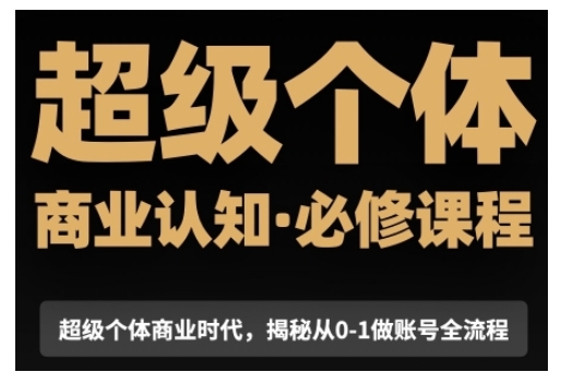超级个体商业认知觉醒视频课，商业认知·必修课程揭秘从0-1账号全流程 - 小毅网创-小毅网创