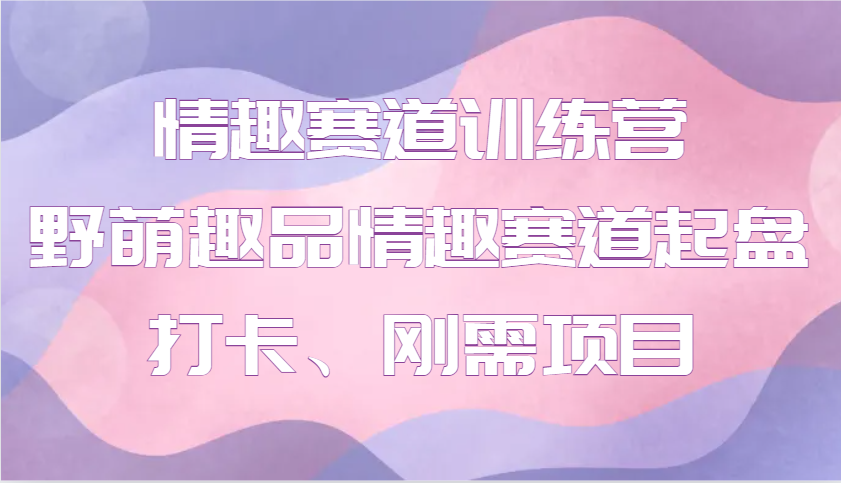 情趣赛道训练营 野萌趣品情趣赛道起盘打卡、刚需项目 - 小毅网创-小毅网创