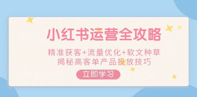 小红书运营全攻略，精准获客+流量优化+软文种草，揭秘高客单产品投放技巧 - 小毅网创-小毅网创