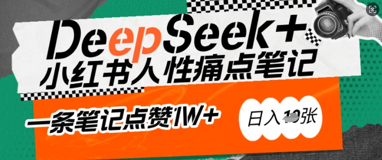 AI赋能小红书爆款秘籍：用DeepSeek轻松抓人性痛点，小白也能写出点赞破万的吸金笔记，日入多张 - 小毅网创-小毅网创