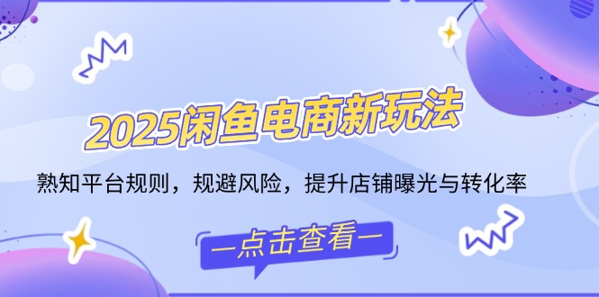 2025闲鱼电商新玩法，熟知平台规则，规避风险，提升店铺曝光与转化率 - 小毅网创-小毅网创