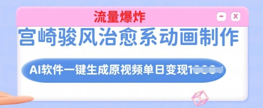 宫崎骏风治愈系动画制作，AI软件一键生成原创视频流量爆炸，单日变现多张，详细实操流程 - 小毅网创-小毅网创