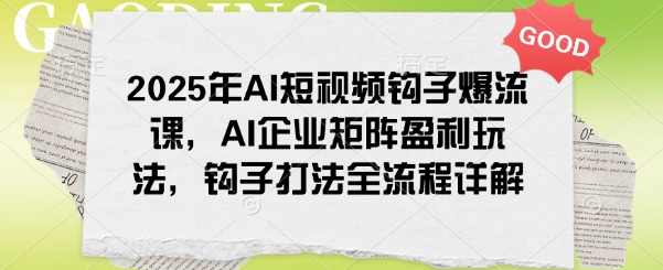2025年AI短视频钩子爆流课，AI企业矩阵盈利玩法，钩子打法全流程详解 - 小毅网创-小毅网创