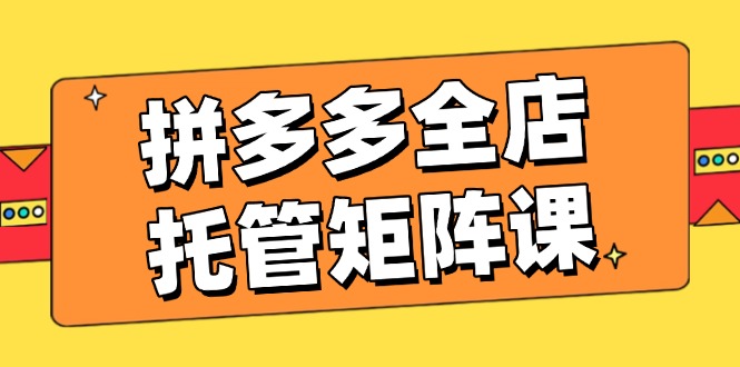拼多多全店托管矩阵课，盈利动销玩法，高效计划设置，提升店铺效益 - 小毅网创-小毅网创