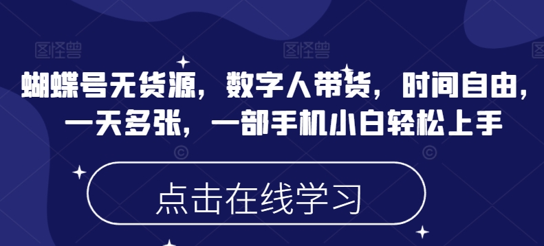 蝴蝶号无货源，数字人带货，时间自由，一天多张，一部手机小白轻松上手 - 小毅网创-小毅网创