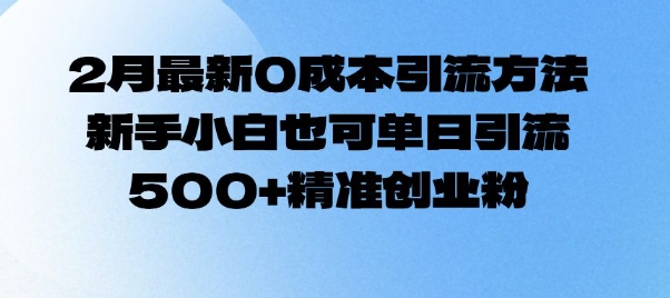 2月最新0成本引流方法，新手小白也可单日引流500+精准创业粉 - 小毅网创-小毅网创