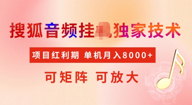 首发搜狐音频挂JI，项目红利期，可矩阵可放大，稳定月入5k【揭秘】 - 小毅网创-小毅网创