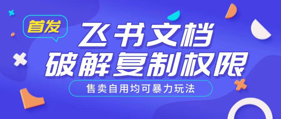 首发飞书文档破解复制权限，售卖自用均可暴力玩法 - 小毅网创-小毅网创