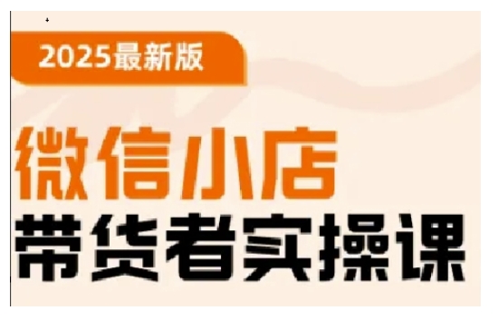 2025最新版微信小店带货者实操课，基础操作到高级运营技巧，快速上手 - 小毅网创-小毅网创