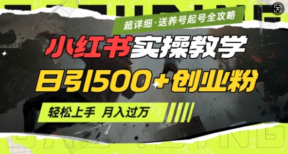 2月小红书最新日引500+创业粉实操教学【超详细】小白轻松上手，月入1W+，附小红书养号起号SOP - 小毅网创-小毅网创