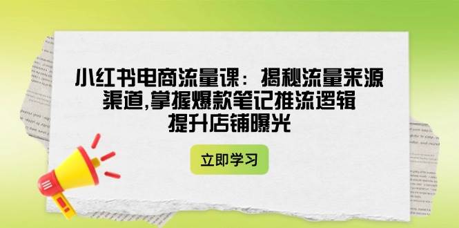 小红书电商流量课：揭秘流量来源渠道,掌握爆款笔记推流逻辑,提升店铺曝光 - 小毅网创-小毅网创