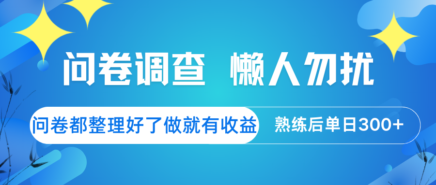 问卷调查 懒人勿扰 问卷都整理好了，做就有收益，熟练后日入300+ - 小毅网创-小毅网创