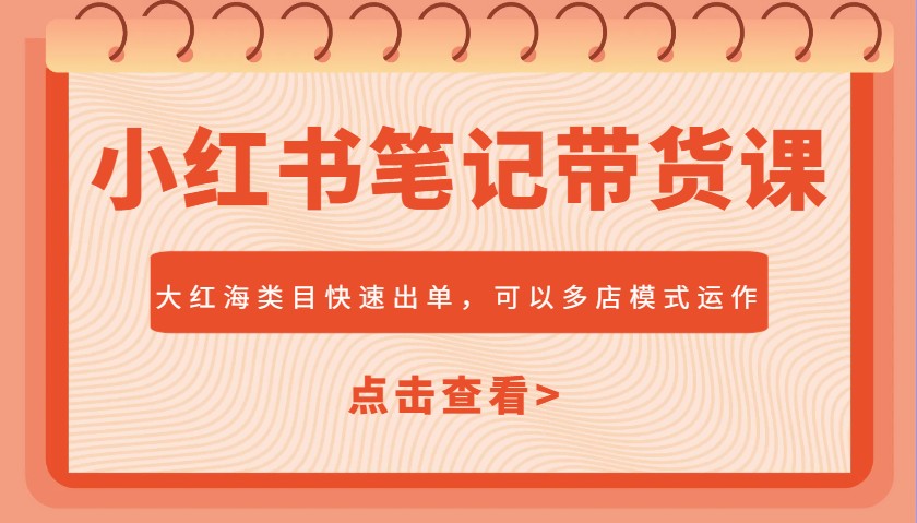 小红书笔记带货课，大红海类目快速出单，市场大，可以多店模式运作 - 小毅网创-小毅网创