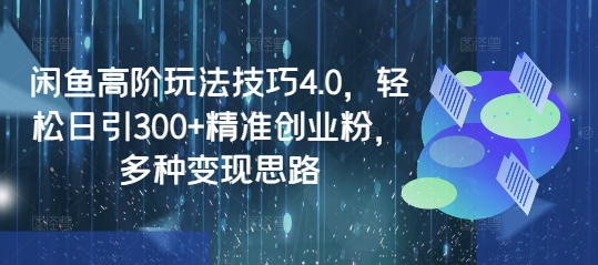 闲鱼高阶玩法技巧4.0，轻松日引300+精准创业粉，多种变现思路 - 小毅网创-小毅网创