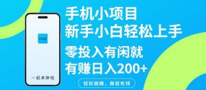 手机小项目新手小白轻松上手零投入有闲就有赚日入200+-小毅网创