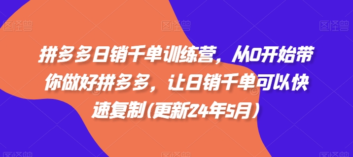 拼多多日销千单训练营，从0开始带你做好拼多多，让日销千单可以快速复制(更新25年3月) - 小毅网创-小毅网创