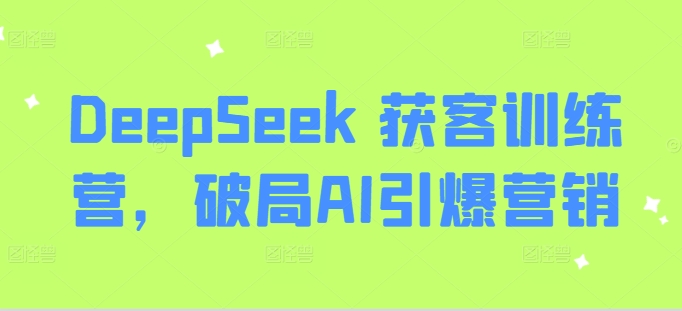 DeepSeek 获客训练营，破局AI引爆营销 - 小毅网创-小毅网创