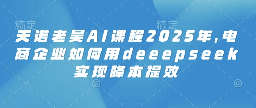 天诺老吴AI课程2025年，电商企业如何用deeepseek实现降本提效 - 小毅网创-小毅网创