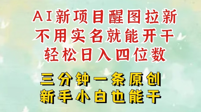 AI新风口，2025拉新项目，醒图拉新强势来袭，五分钟一条作品，单号日入四位数 - 小毅网创-小毅网创