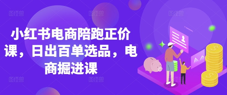 小红书电商陪跑正价课，小红书官方认证电商讲师教学，日出百单选品，电商掘进课 - 小毅网创-小毅网创