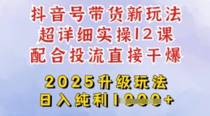 2025全新升级抖音带货玩法，一天纯利四位数，从剪辑到选品再到发布投流，超详细玩法揭秘-小毅网创