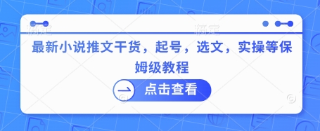 最新小说推文干货，起号，选文，实操等保姆级教程 - 小毅网创-小毅网创