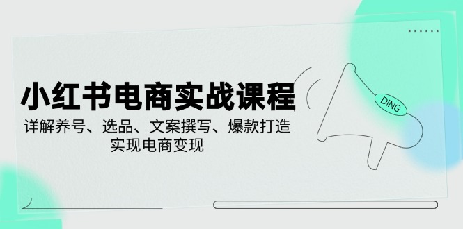 小红书电商实战课程，详解养号、选品、文案撰写、爆款打造，实现电商变现 - 小毅网创-小毅网创