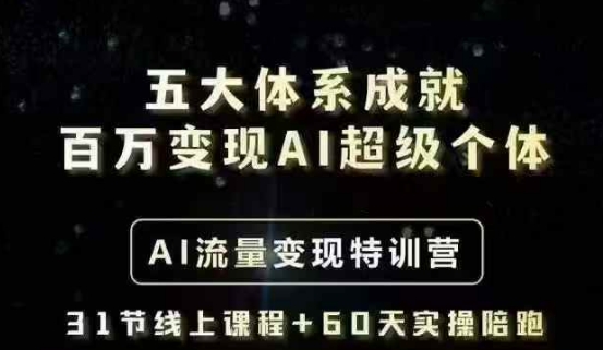 五大体系成就百万变现AI超级个体- AI流量变现特训营，一步一步教你一个人怎么年入百W - 小毅网创-小毅网创