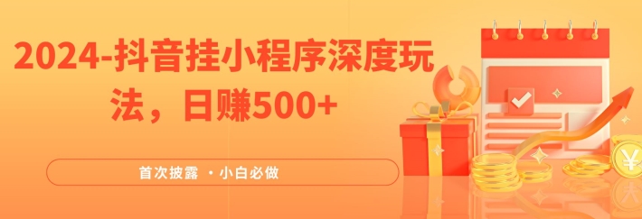 2024全网首次披露，抖音挂小程序深度玩法，日赚500+，简单、稳定，带渠道收入，小白必做【揭秘】 - 小毅网创-小毅网创
