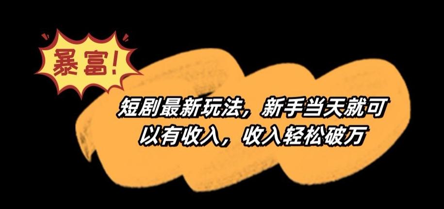 短剧最新玩法，新手当天就可以有收入，收入轻松破万【揭秘】 - 小毅网创-小毅网创